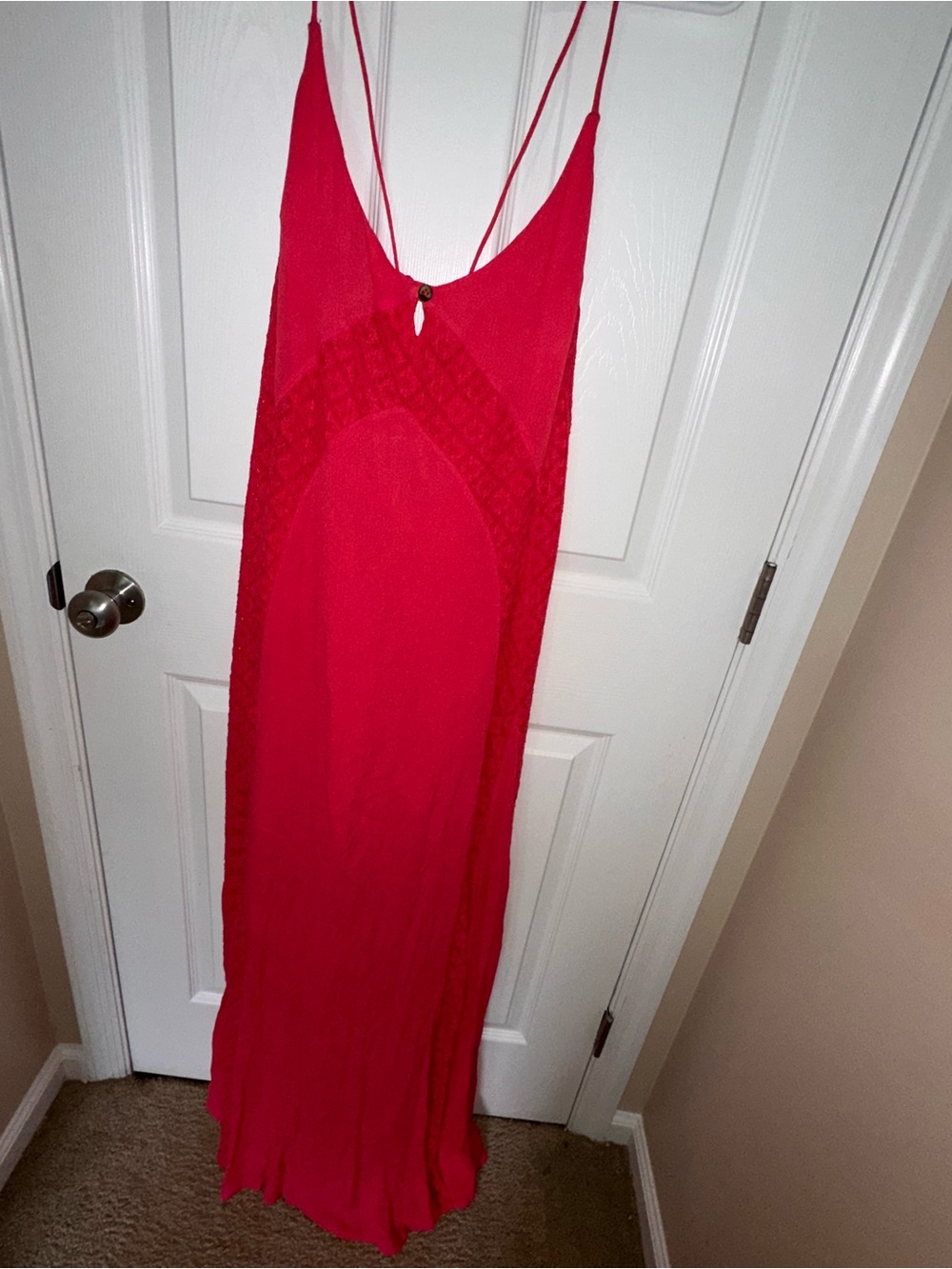 Free People Bright Pink Trail of Flowers Spaghetti-Strap Maxi Dress